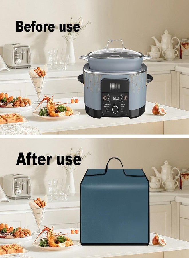 KronosRising Cooker Dust Cover Heavy Duty Waterproof and Dustproof Multi-Purpose Cookers Cover Compatible with Ninja MC1001 Foodi Possible PRO 8.5-Quart Slow Cooker Oven Safe,Blue - Image 3